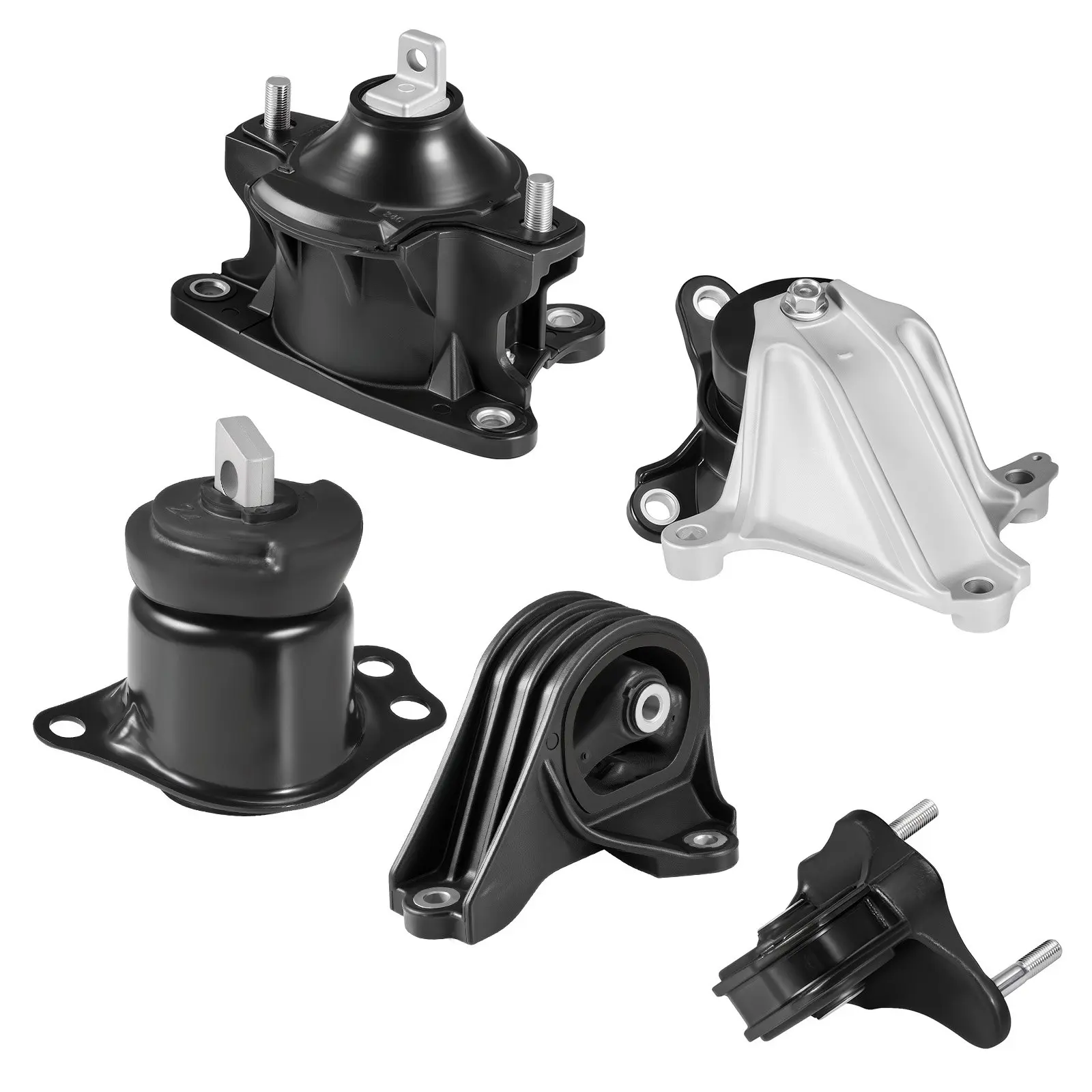 VEVOR 5-Pcs Alloy Metal Rubber-Iron-Aluminum Engine & Transmission Mount Kit, 13.2 lbs Secure Original Parts Replacement for 2013-2017 Honda Accord 2.4L L4 (OE# A65072,A65054,A65040,A65068,A65071) - Reduced Vibration, Resistant Wear Motor Mount Kit