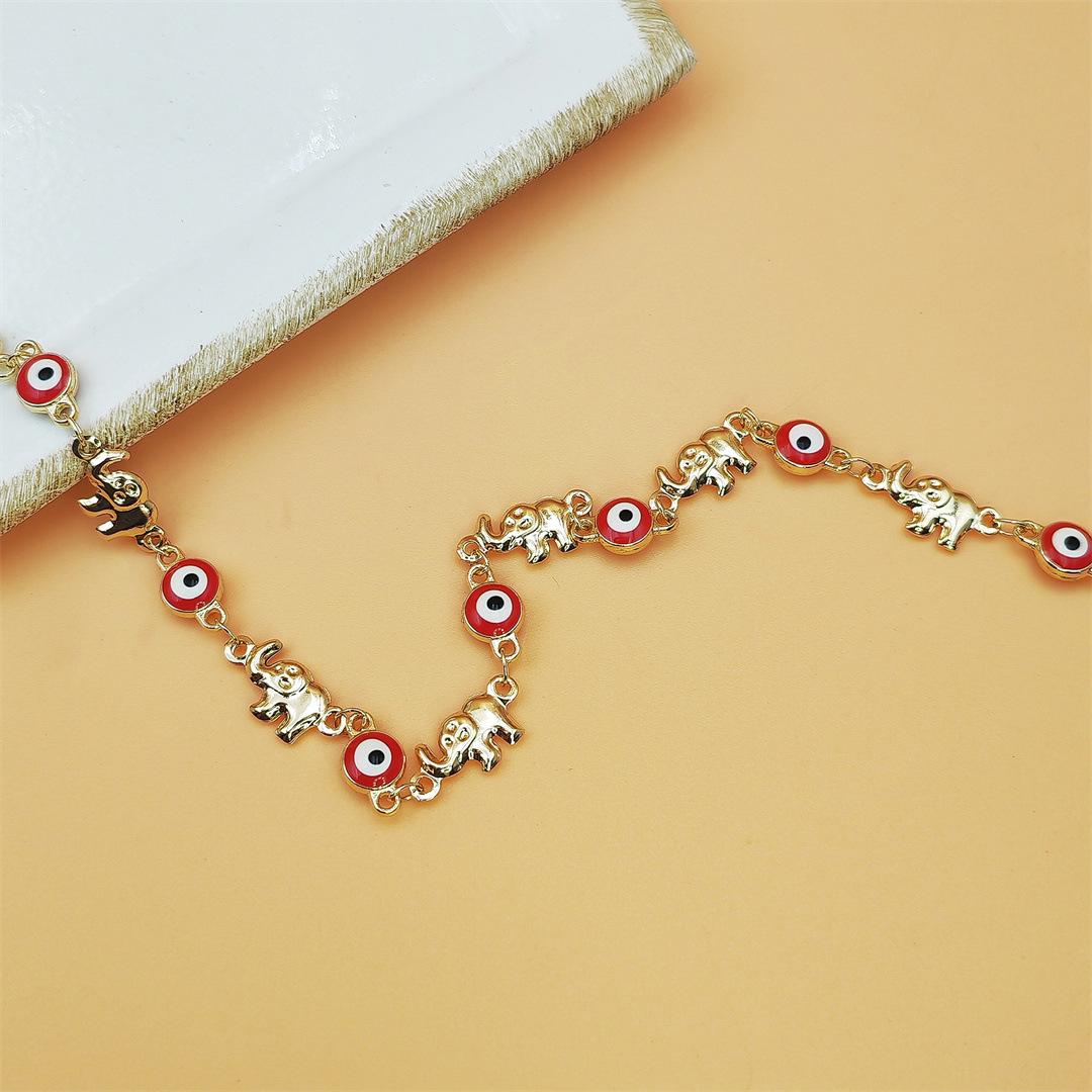 Boho Multicolor Evil Eye Bracelet for Women 18K Gold Plated Copper Chain Dainty Stackable Jewelry Trendy Aesthetic Accessory for Daily Wear Vacation Party Beach Outfits & Birthday Gifts