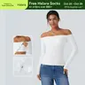 【Creator’s Pick】Halara Ribbed Knit Off Shoulder Long Sleeve 2-in-1 Casual Top