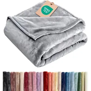 Ultra Soft Fleece Blanket Throw Size - Flannel Fleece Luxury Throw Blanket - Lightweight for Couch Bed Chair - Thick, Warm and Breathable - All Season Cozy Fuzzy, Anti-Static Microplush Bedding, Grey