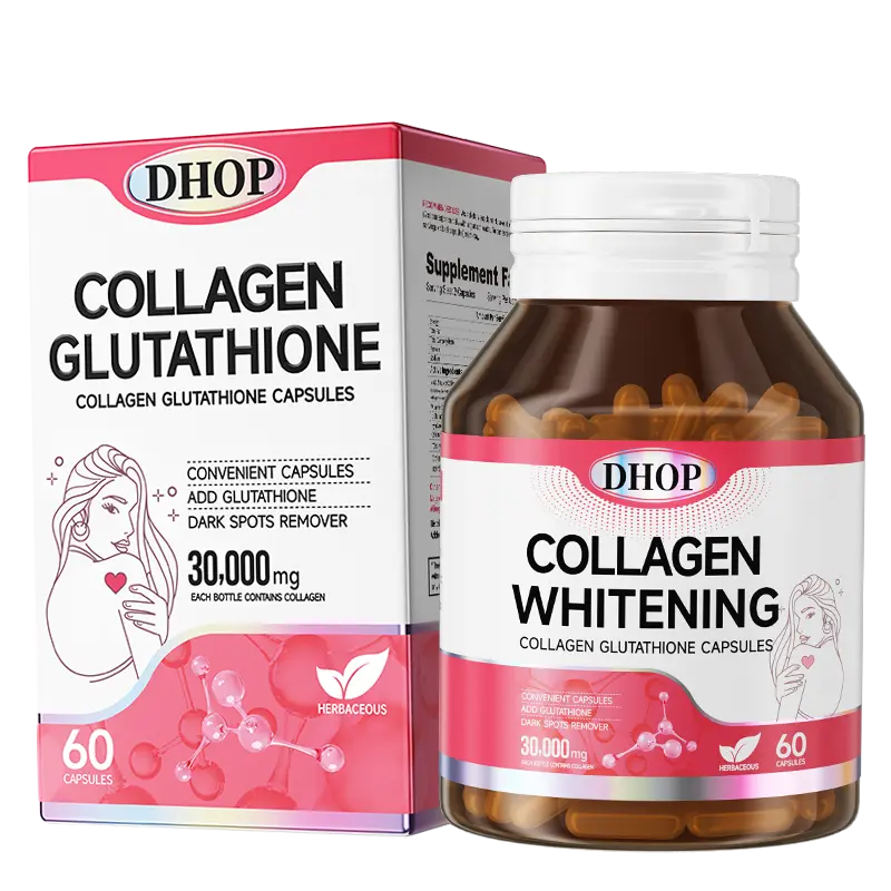 DHOP Multi-Collagen & Glutathione Capsules - 1500mg Blend From 4 Sources + HA for Skin Hair & Nails