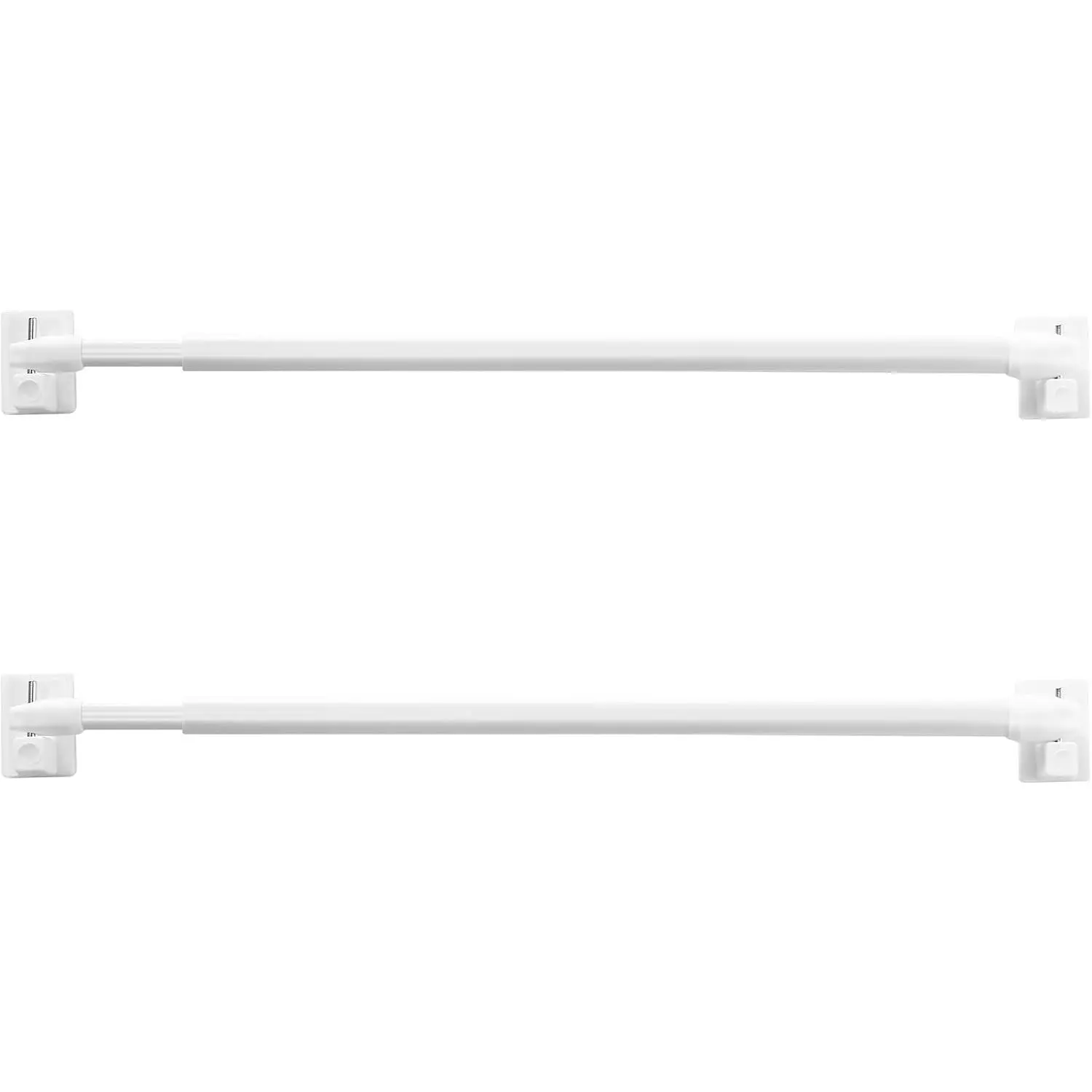 Adhesive Curtain Rod No Drill Adjustable Small Curtain Rods Stick  Brackets for  Door Patio Door Cafe Renter Friendly, Easy to Install, 16-27 Inch, 2 Pack, White