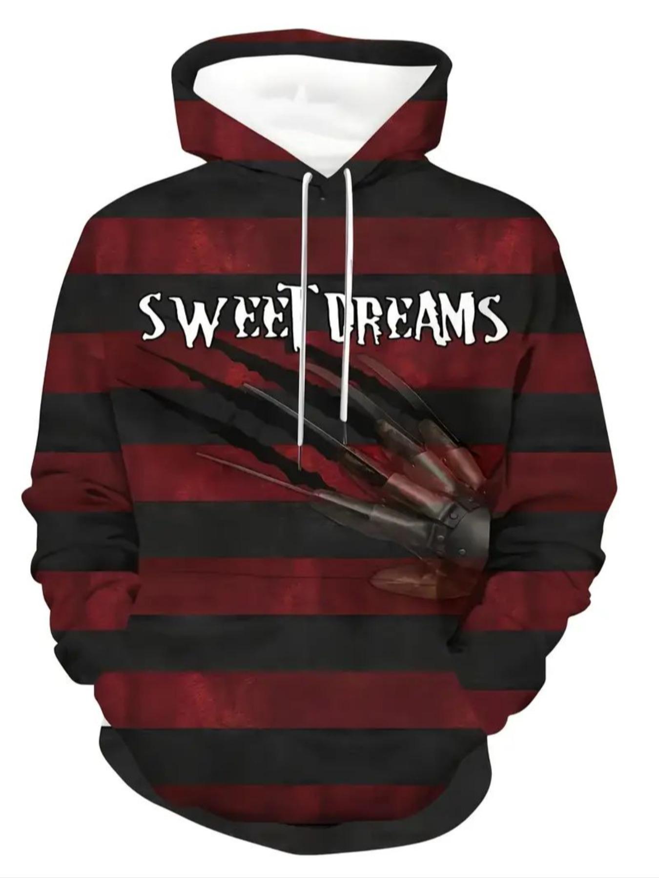 Hooded Casual Hoodie, Casual Sweatshirt Hoodie with Horror Movie Print, Quick-Dry Polyester Fabric, Perfect for Streetwear, Golf, Fishing, Camping, Gym, Beach