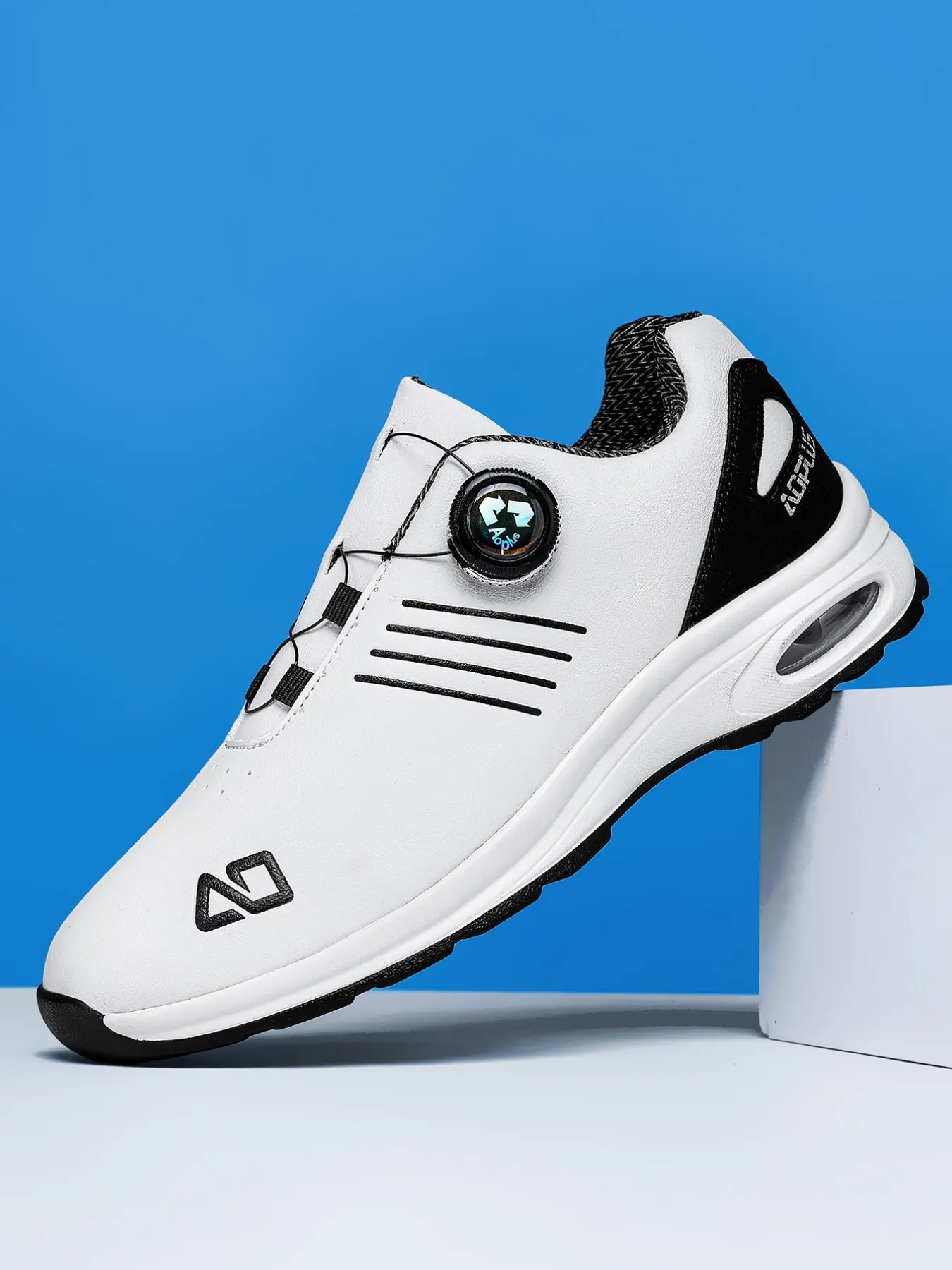 Men's Golf Shoes, Casual Outdoor Athletic Sneakers, Breathable Leather, Quick-Adjust Locking Laces, Waterproof, Anti-Slip Sole, Sports Shoe