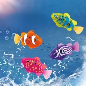 4Pcs electric sensor robotic fish bath toys with  LED lights, auto swim in water. Realistic floating fish for tub & pool summer fun, perfect water play gift for toddlers.