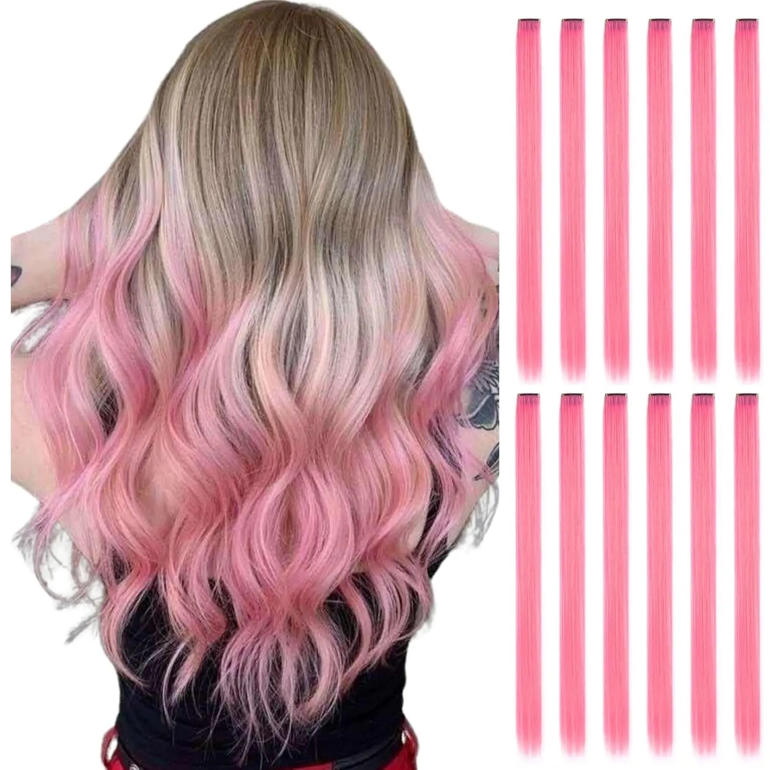 Colored Clip-in Hair Extensions, 22" Straight, 12 count Colored Clip-in Hair Extensions, 22" Straight, 12 count