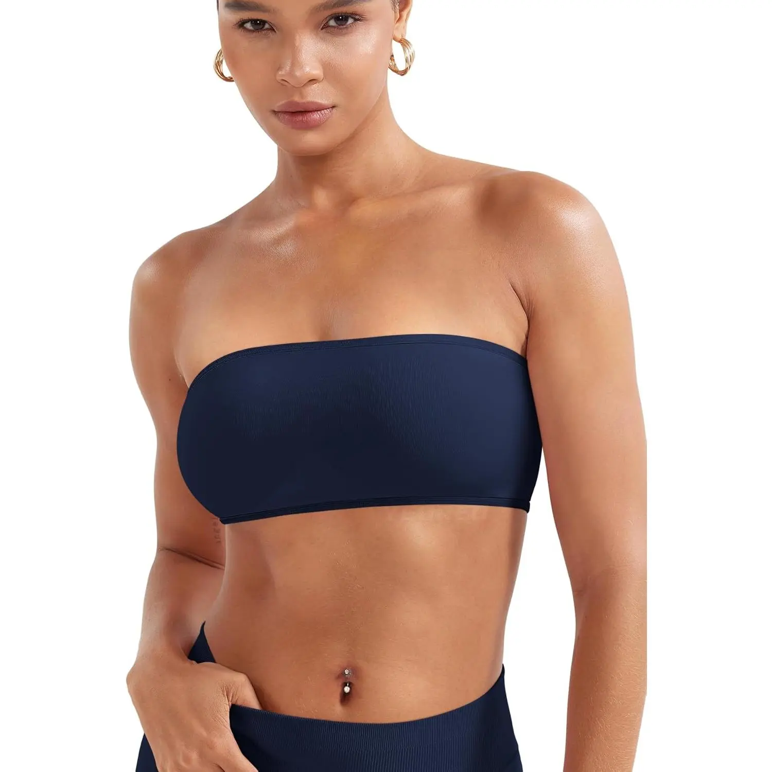 CoreFlex Workout Bandeau Bra Non Slip Strapless Sports Bra Open Back Padded Tube Top Gym Yoga Bras