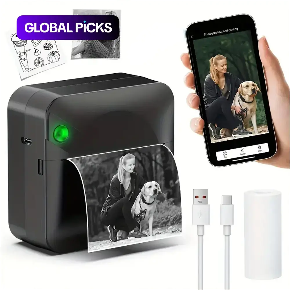 Mini Pocket Sticker Printer, Inkless Sticker Maker, Portable Thermal Printer, Rechargeable Labeler for Notes, Photos, Stickers and Labels, Wireless Printing #GLOBAL PICKS