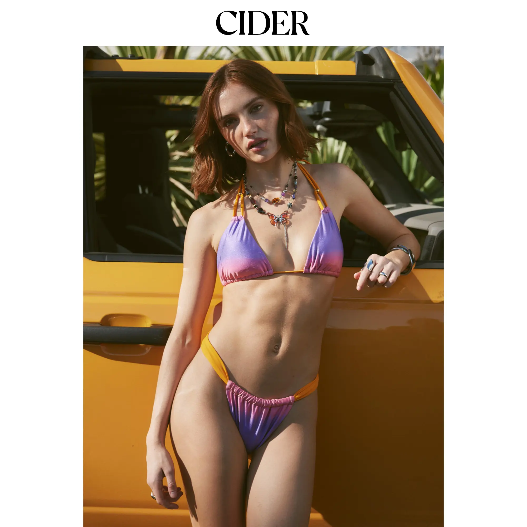 Cider Halter Gradient Cheeky Bikini Swimsuit