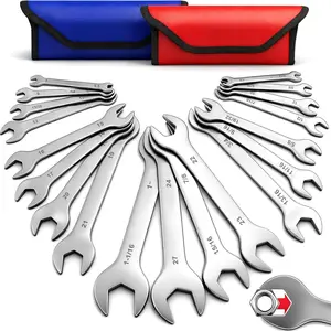 10-Piece Super Thin Open-End Wrench Set, Metric 5.5–27mm, 3mm Thickness Slim Wrench Set for Tight Spaces, Nickel Plated Flat Wrenches with Rolling Storage Pouch