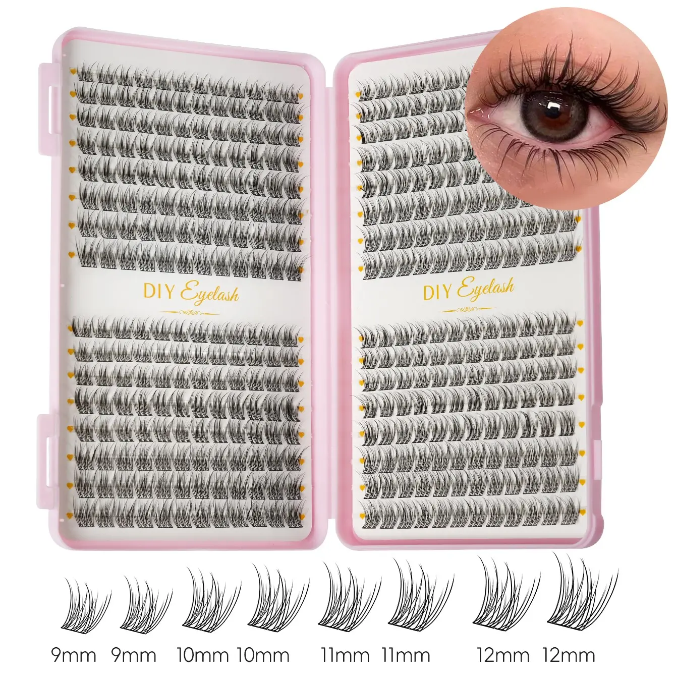 384pcs Fairy Lash Clusters 8-16mm Manga Eyelash Clusters C Curl - Wide Span DIY Eyelash Extensions Wet-Look Spiky Anime Lashes Individual Fake Eyelashes Clusters With 0.05mm Ultra-Thin Invisible Lash Band Lash Clusters, Diy False Eyelashes