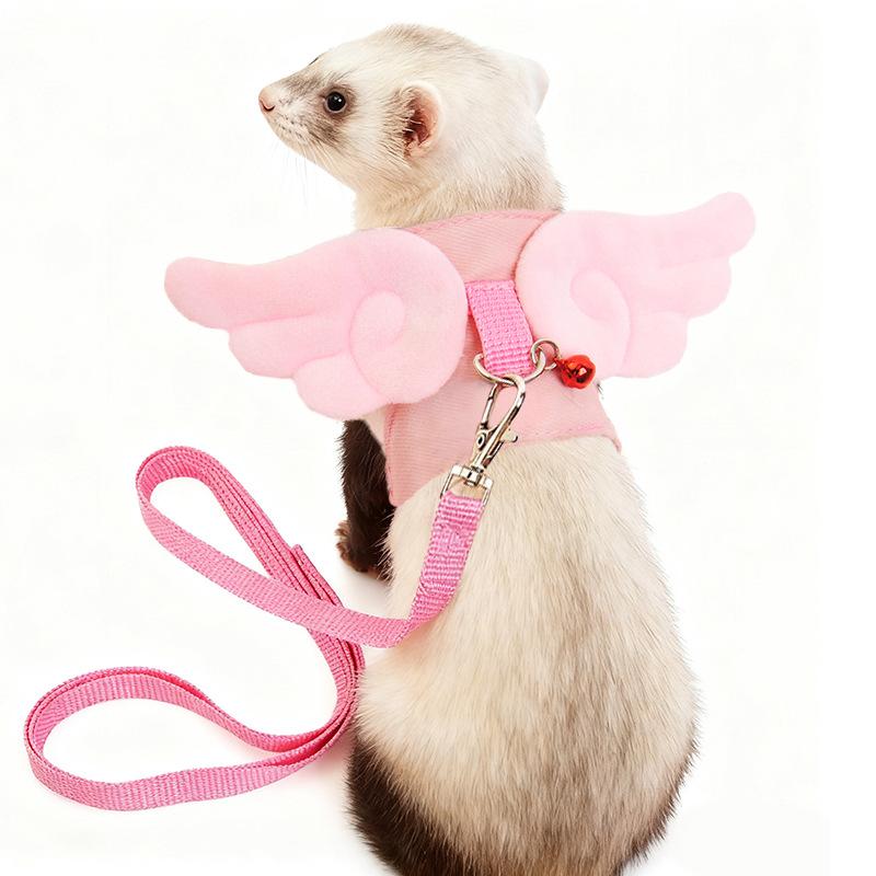 Flying Wing Ferret Angel Harness Vest  Pet Leash for Ferret Meerkat Outdoor Walking Adjustable Chest Strap Soft Padded Comfortable Escape Proof Lead with Handle