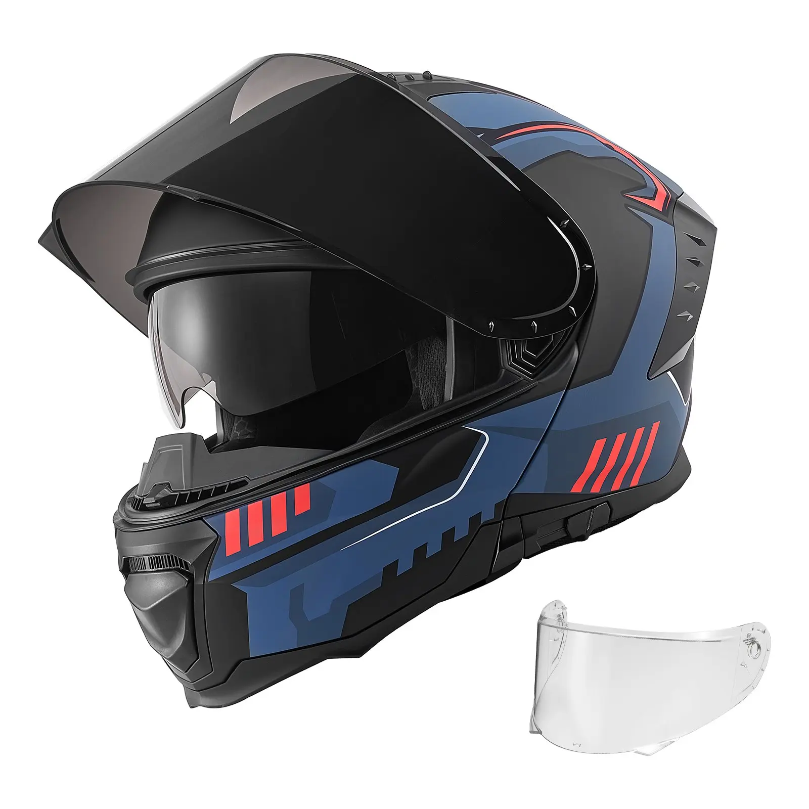 VEVOR Modular Motorcycle Helmet, Flip up Full Face Helmet with Dual Visor, Lightweight Comfortable Adult Motocross Street Bike Helmet for Men and Women - DOT ECE Approved (M Size)
