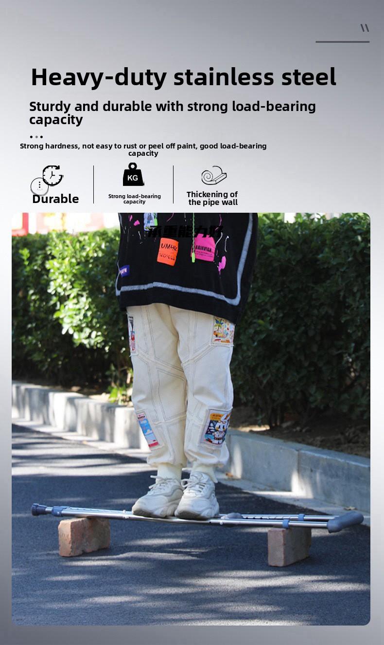 Shock-absorbing stainless steel crutches, double crutches for fractures, underarm crutches, lightweight crutches for disabled and elderly, spring shock-absorbing crutches