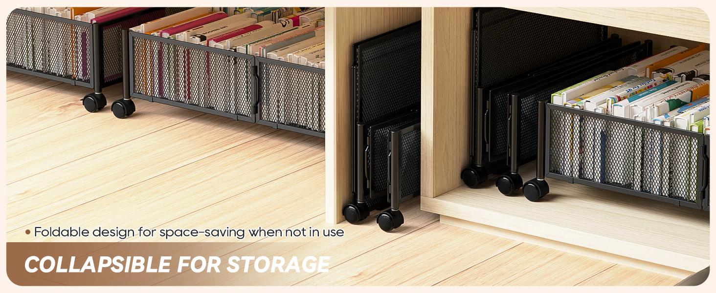 Bed Storage with wheels, Under the Bed Storage Containers,Upgrade Crossed Iron Wire, Metal Rolling Underbed Storage Containers for Bedroom Clothes Shoes Blankets-2 Pack,Black