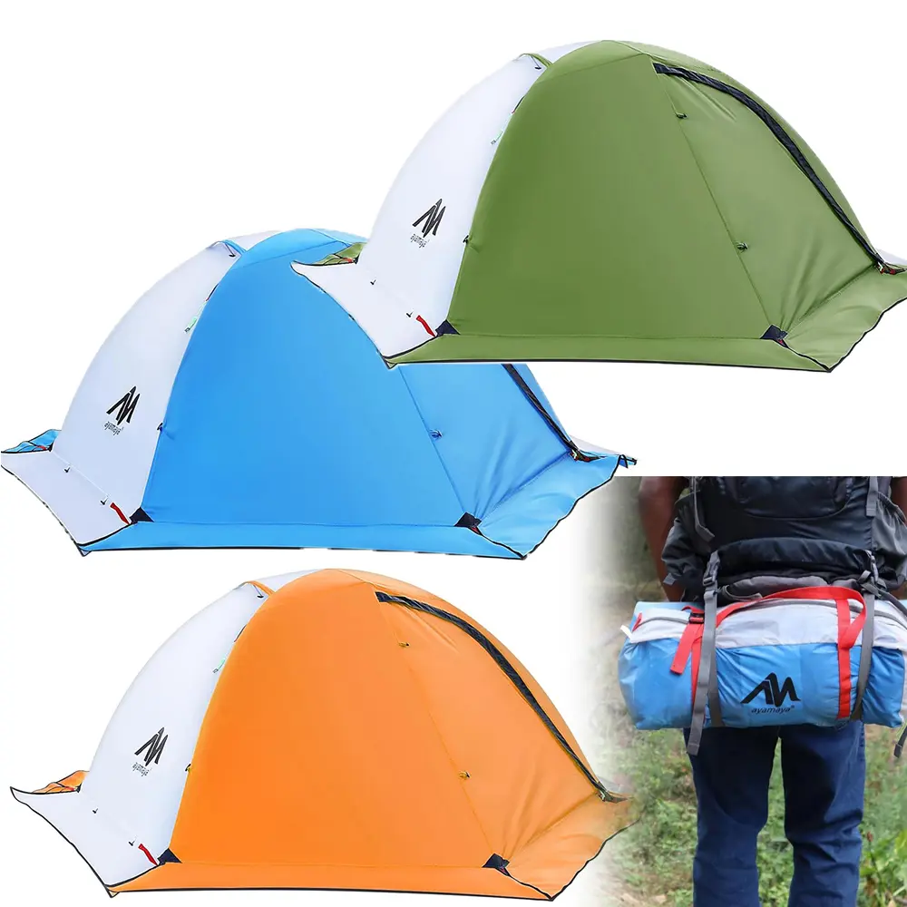 2-Persons Backpacking Tent: Waterproof Lightweight Camping Tent for Two People Hiking Outdoor Mountain with Aluminum Poles and Rainfly