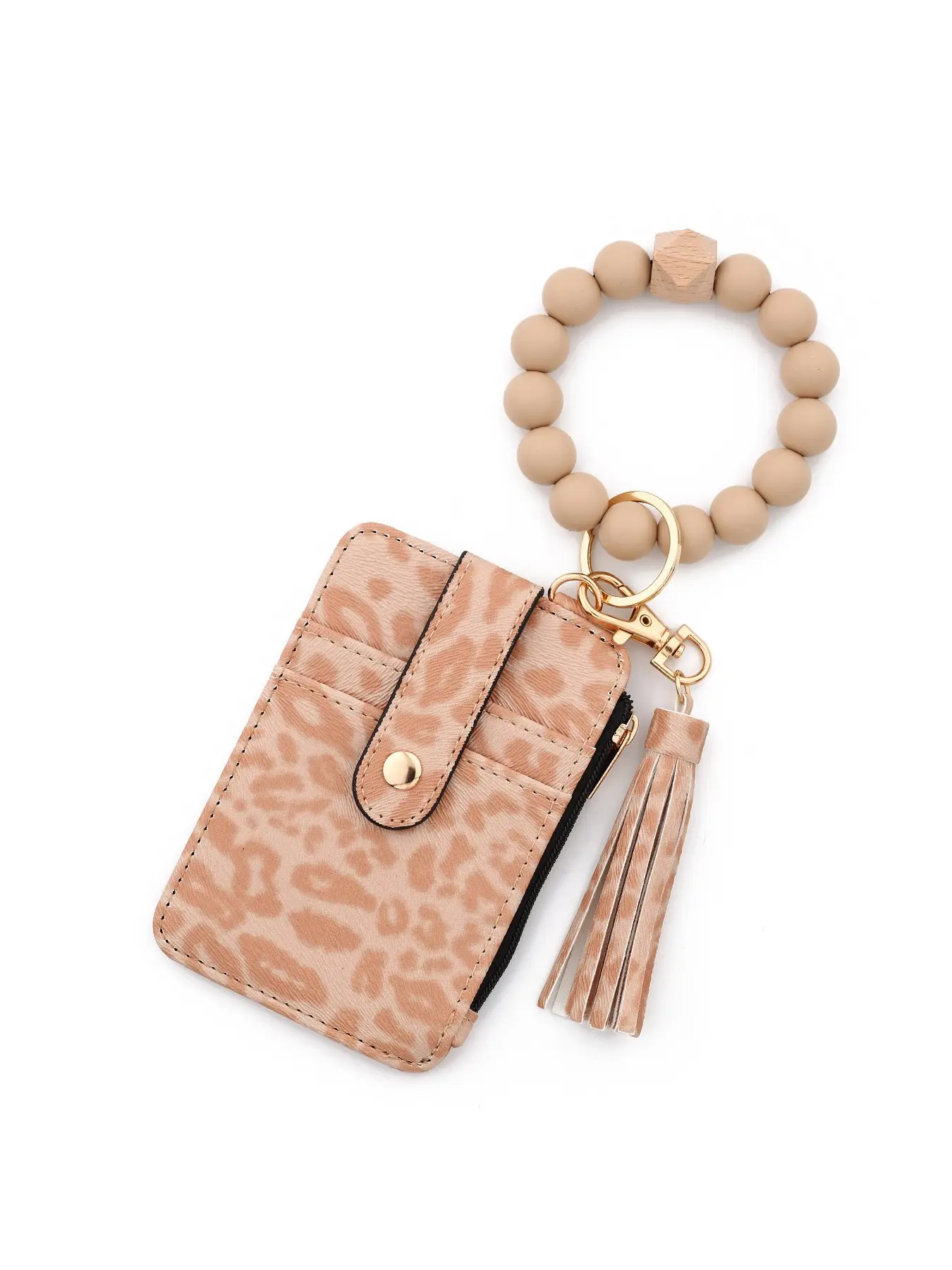 1ps  Leopard Print Card Holder, Silicone Bracelet Keychain, Leather Wallet for Women, Silicone Keychain, ID Card Holder, Girl's Credit Card Clip, Card Holder Organizer, Card Slots, Card Slots Pocket