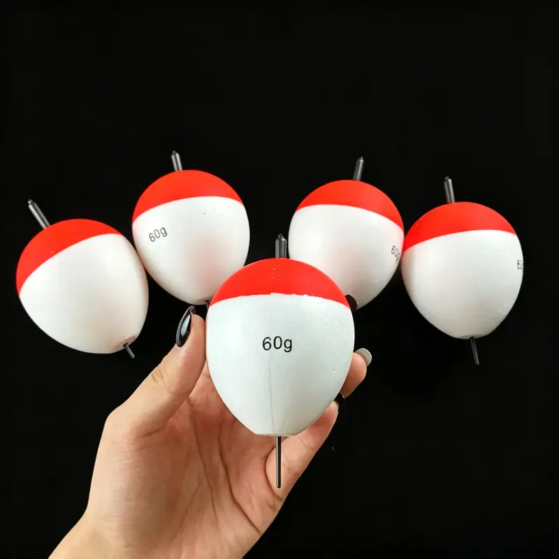 5Pcs Long Casting Fishing Float Set, 40g/60g Universal Foam Vertical Floats, Bright Red High Visibility Foam Bobbers, Fishing Accessories for Freshwater and Saltwater Fishing, Outdoor Fishing Accessory