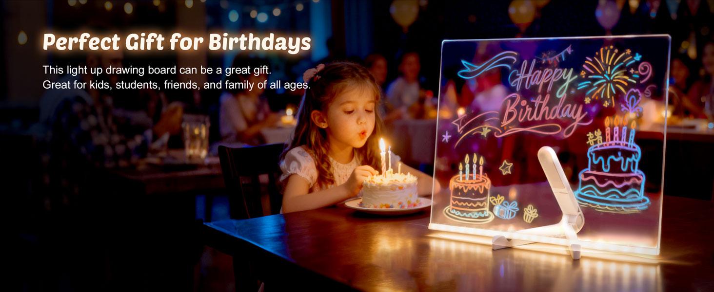 NewBlack Friday Children's LED Drawing Board 2026 New Model 12inch Luminous Notepad with 7 Markers and Tripod Color Doodle Luminous Board Children's Birthday Christmas Halloween Gift