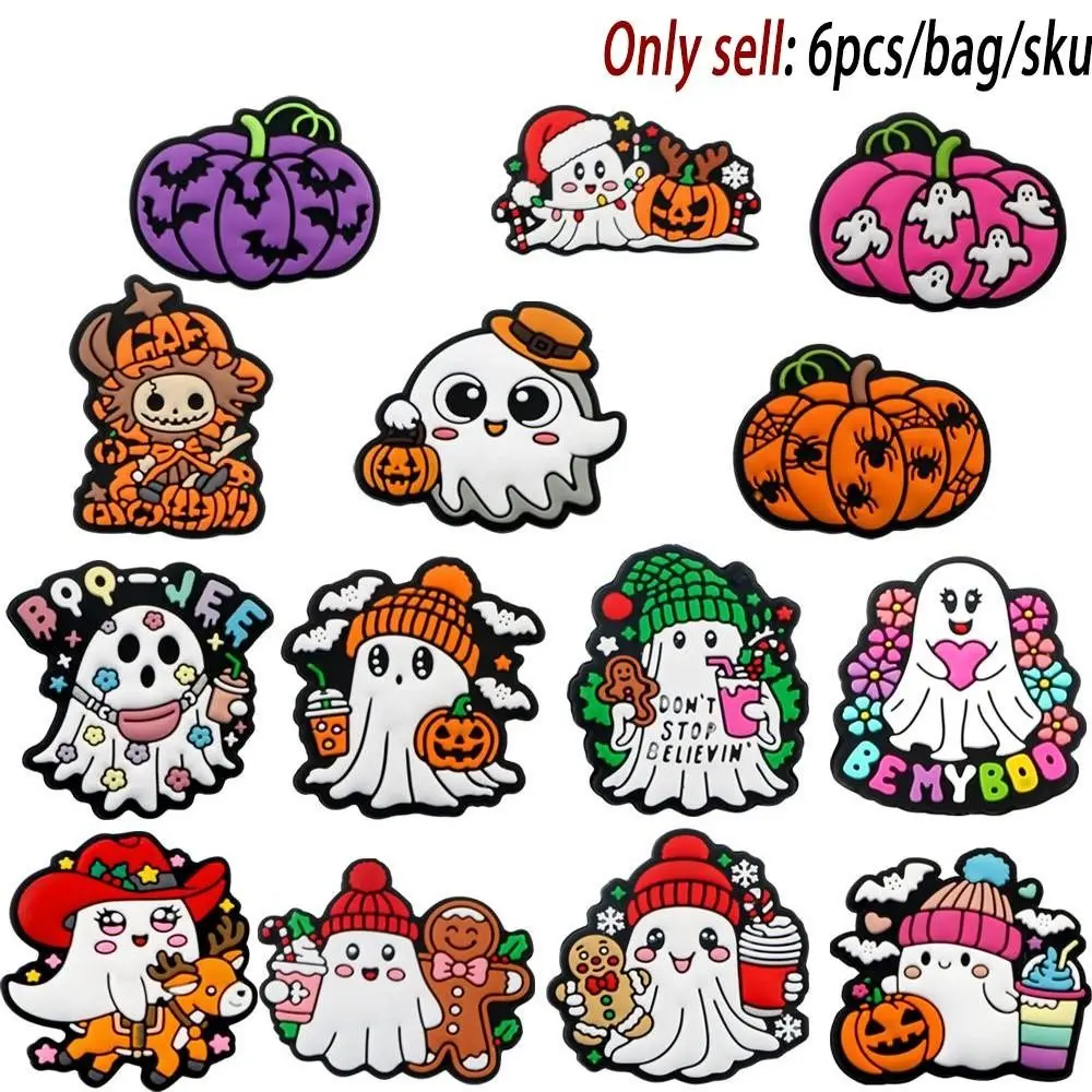6pcs Silicone Beads Halloween Pumpkin DIY Crafts, Plastic Keychain Phone Chain Car Decorations, Handmade Jewelry Making Supplies, DIY Craft Embellishments