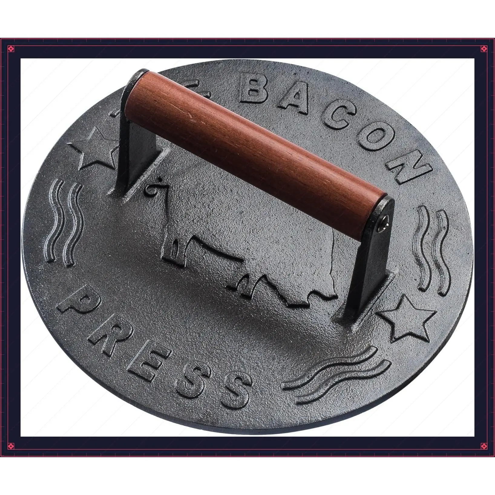 7-Inch Heavy Duty Cast Iron Smash Burger Press, 3Lbs Grill/Bacon/Meat Press with Even Weight Distribution, Food Grade Iron CookwareGift