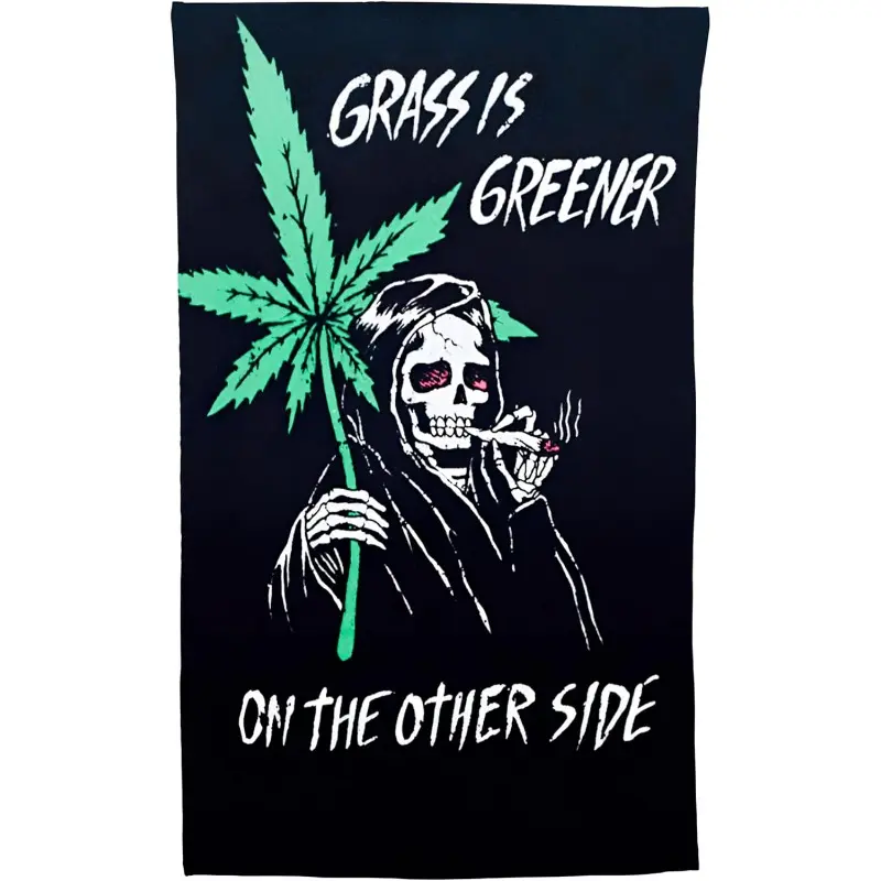 1pc Reefer Reaper 3'X5' Vintage Tapestry - 90s Retro Trippy Skeleton Grunge Weed Man Cave Stoner 420 Banner, Skeleton Artwork for Indoors Home Decor & Collectibles, Decoration, Trippy Art, Grunge Look