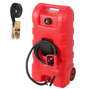 DealsForYouDaysFuel Caddy 15 Gallon Portable Gasoline and Diesel Storage Tank with LE Fluid Transfer Siphon Pump and 10ft Delivery Hose, On-Wheels for Cars, Lawn Mowers, ATVs, and Boats, Available in Red, Yellow, and Gray