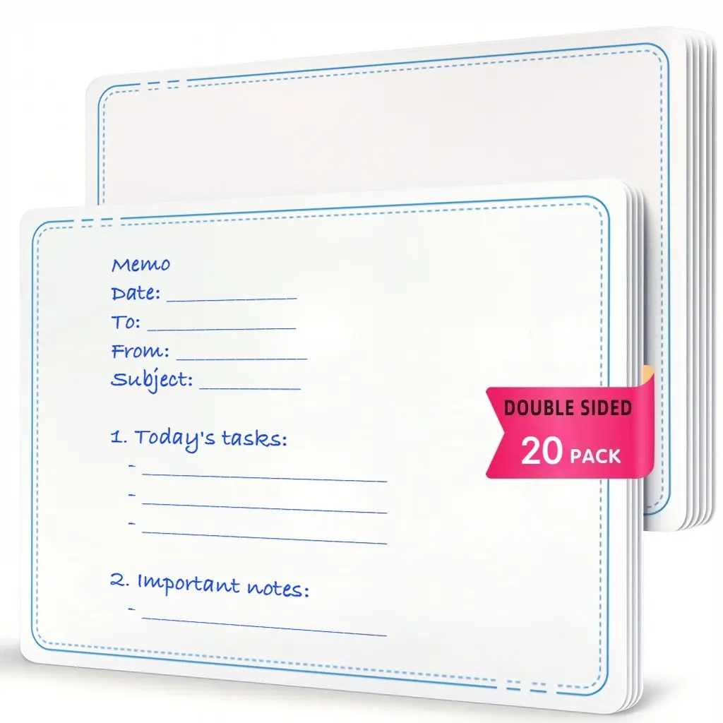 【Back to School Ready】20 Pieces Classroom Whiteboard Set, Thick Material Dual-Sided Dry Erase, Smooth Surface, Flexible and Durable, 21cm X 28.5cm, Essential Teaching Tool