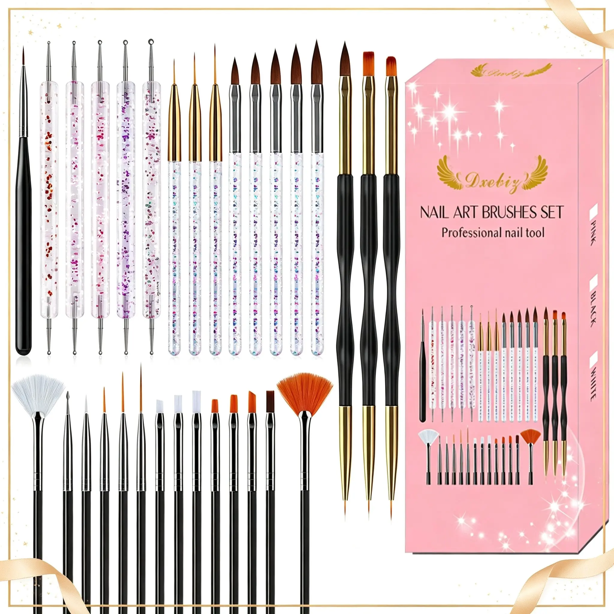 All-In-One Nail Art Tool Set, 31pcs Professional Nail Art Brush Kit, Multi-Size Nail Drawing Tools, DIY Manicure, False Nails, Salon Nail Art, Nail Art Equipment