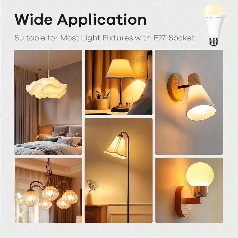 4 Pack Rechargeable Emergency Light Bulbs Battery Powered LED Light Bulb E27 12W 60W Equivalent for Home Power Outage Camping