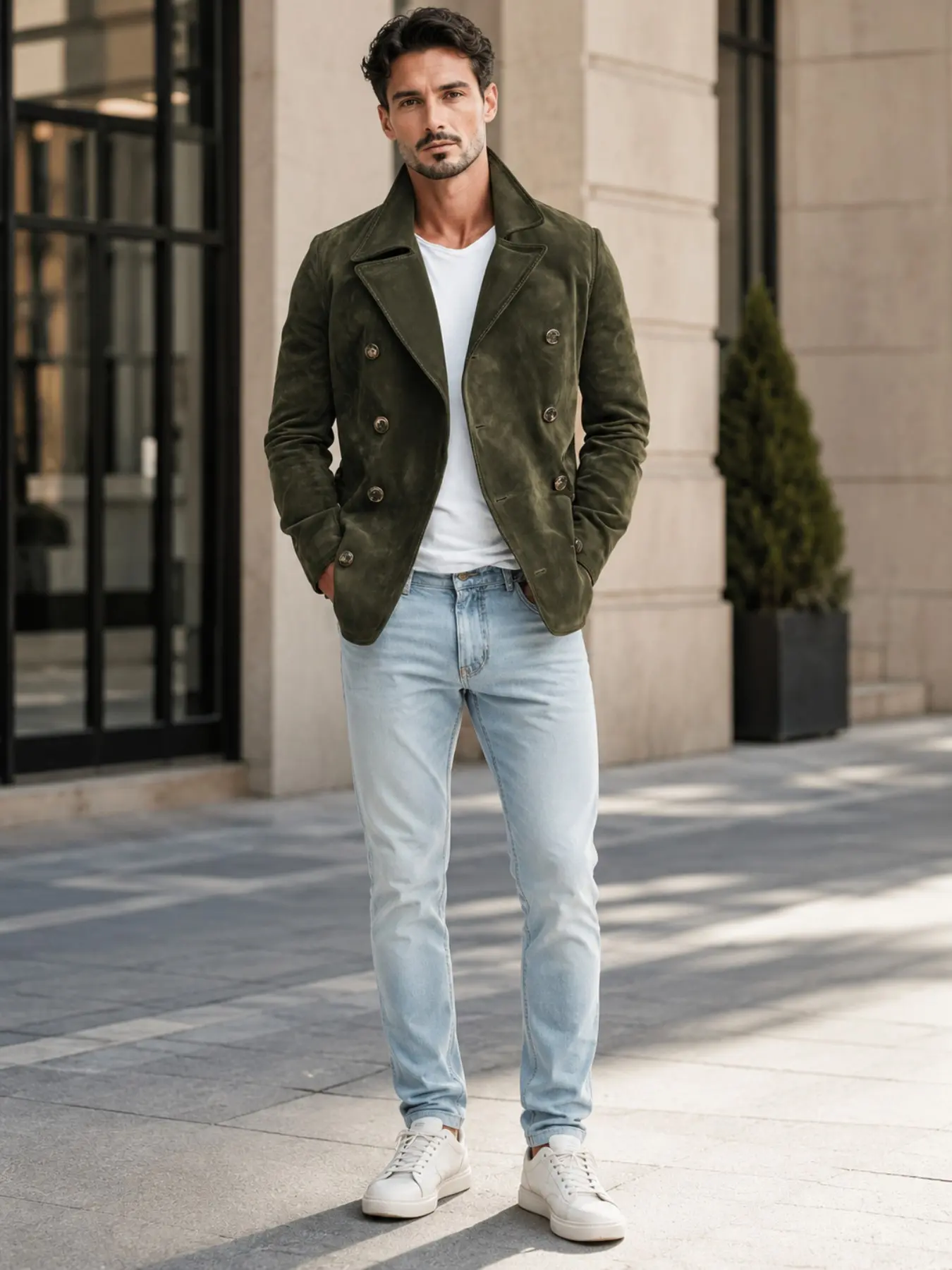 New Men's Vintage Workwear Jacket, Stand Collar Multi-Pocket Coat, Spring Fall Casual Versatile Blouse-Shirt, Unlined Design