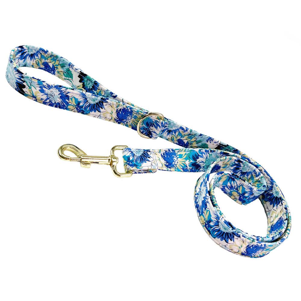 Floral Engraved Dog Collar with Leash, Personalized Metal Buckle for Medium Large Dogs