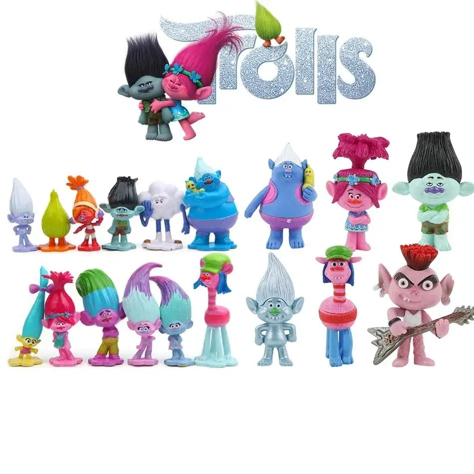 6-18PCS Trolls Branch Critter Skitter Figure Cool Cute Kawaii Anime Figure Toy Doll Model Decoration Birthday Gifts