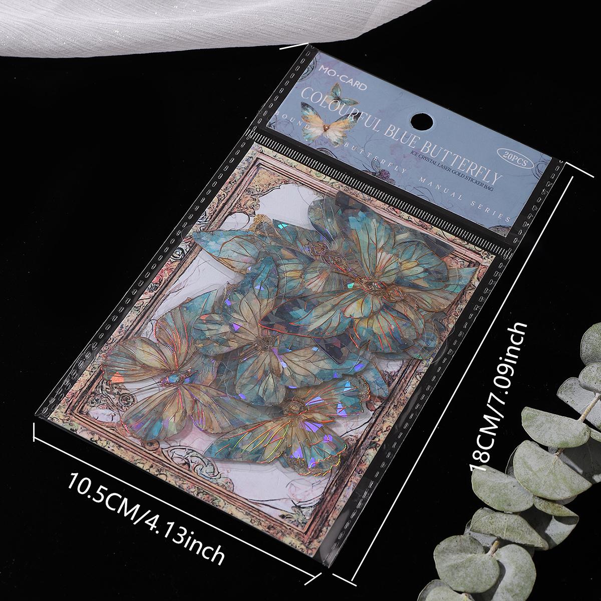 Glitter Butterfly Shaped Decorative Sticker, 20pcs/set Art Stickers, Decorative Cutout Butterfly for Scrapbooking Layouts, Cards Notebooks Photo Albums DIY Projects