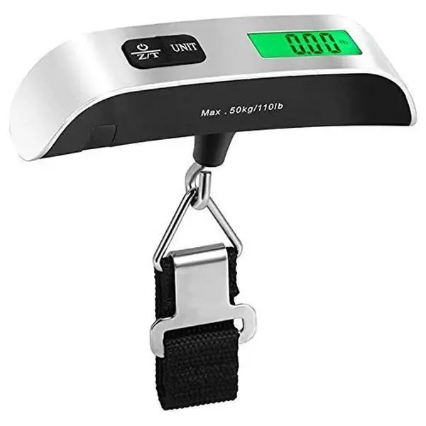 Digital Luggage Scale, 110lbs Hanging Baggage Scale with Backlit LCD Display, Portable Suitcase Weighing Scale, Travel Luggage Weight Scale with Hook, Strong Straps for Travelers