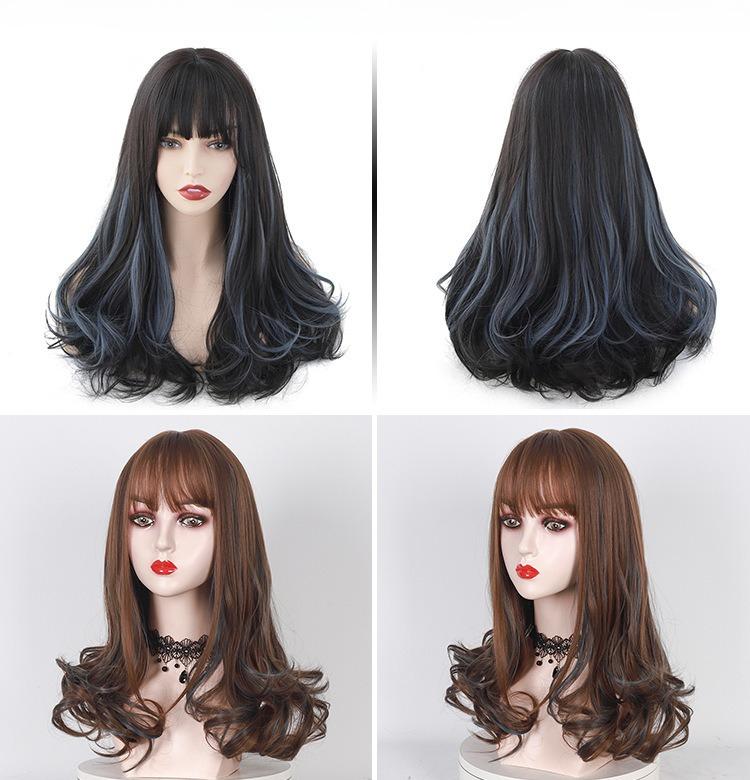 Long Curly Big Wave Full Wig for Women, Girl's Wig Hair Topper, Highlighted Ombre Women's Wig with Realistic Scalp, Pear Flower Curl Synthetic Wig Cap for Daily & Party Wear