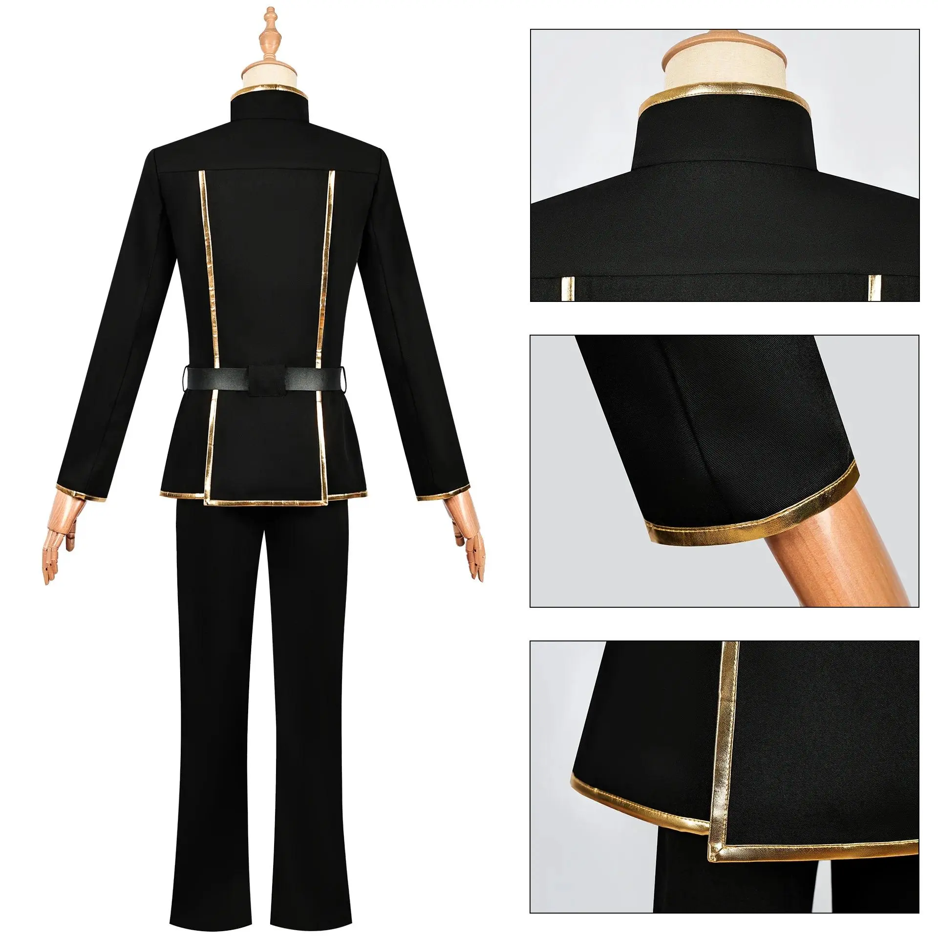 Christmas Cos CODE GEASS Lelouch of the Rebellion Anime Lelouch Lamperouge Cosplay Costume HalloweenBlack Wig Jacket Pants Belt