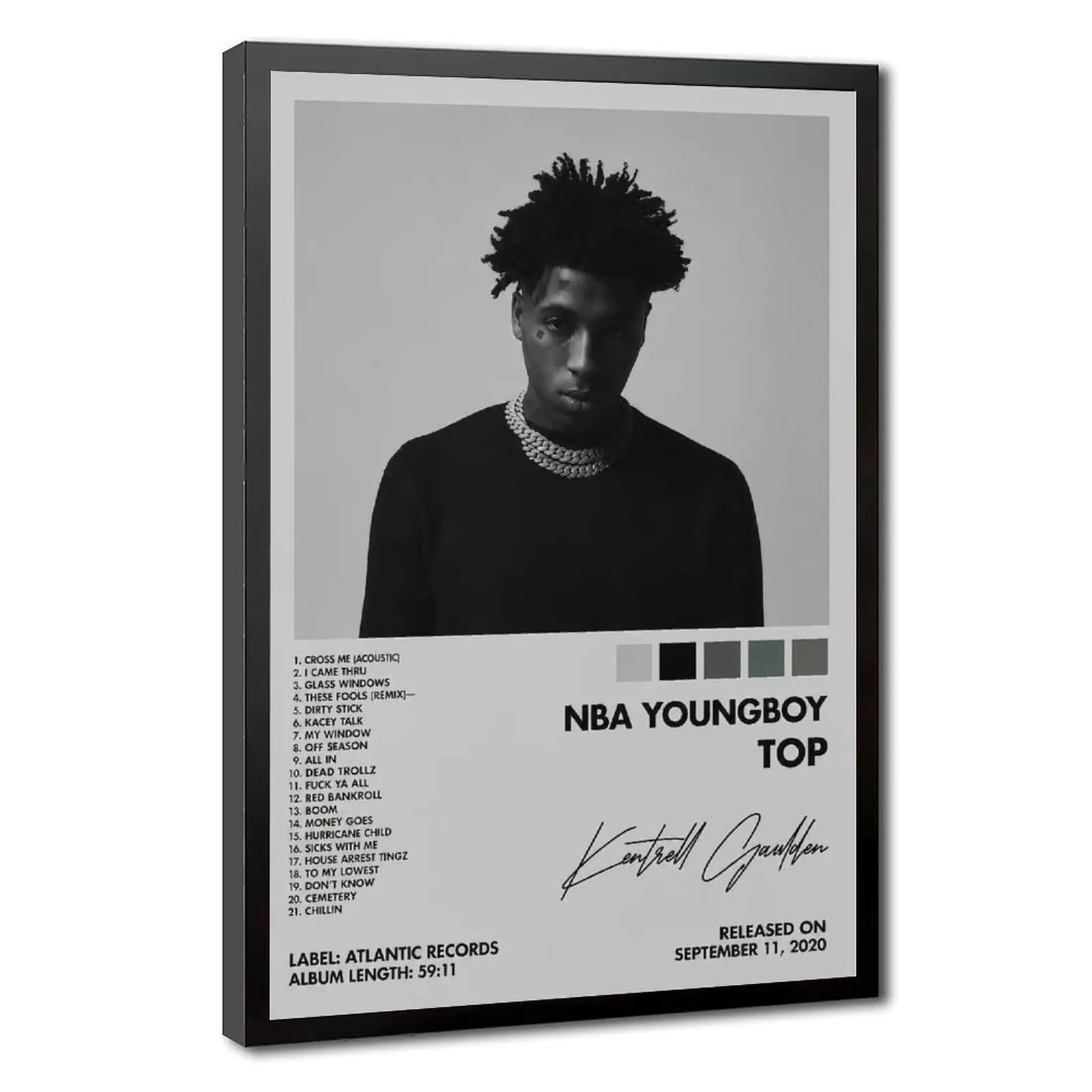 YoungBoy Never Broke Again TOP Album Cover Poster - Artist Replica Signature Hip Hop 1-Framed Print Photo Set, Home Decor Hanging for Bedroom Office Gift, Artwork