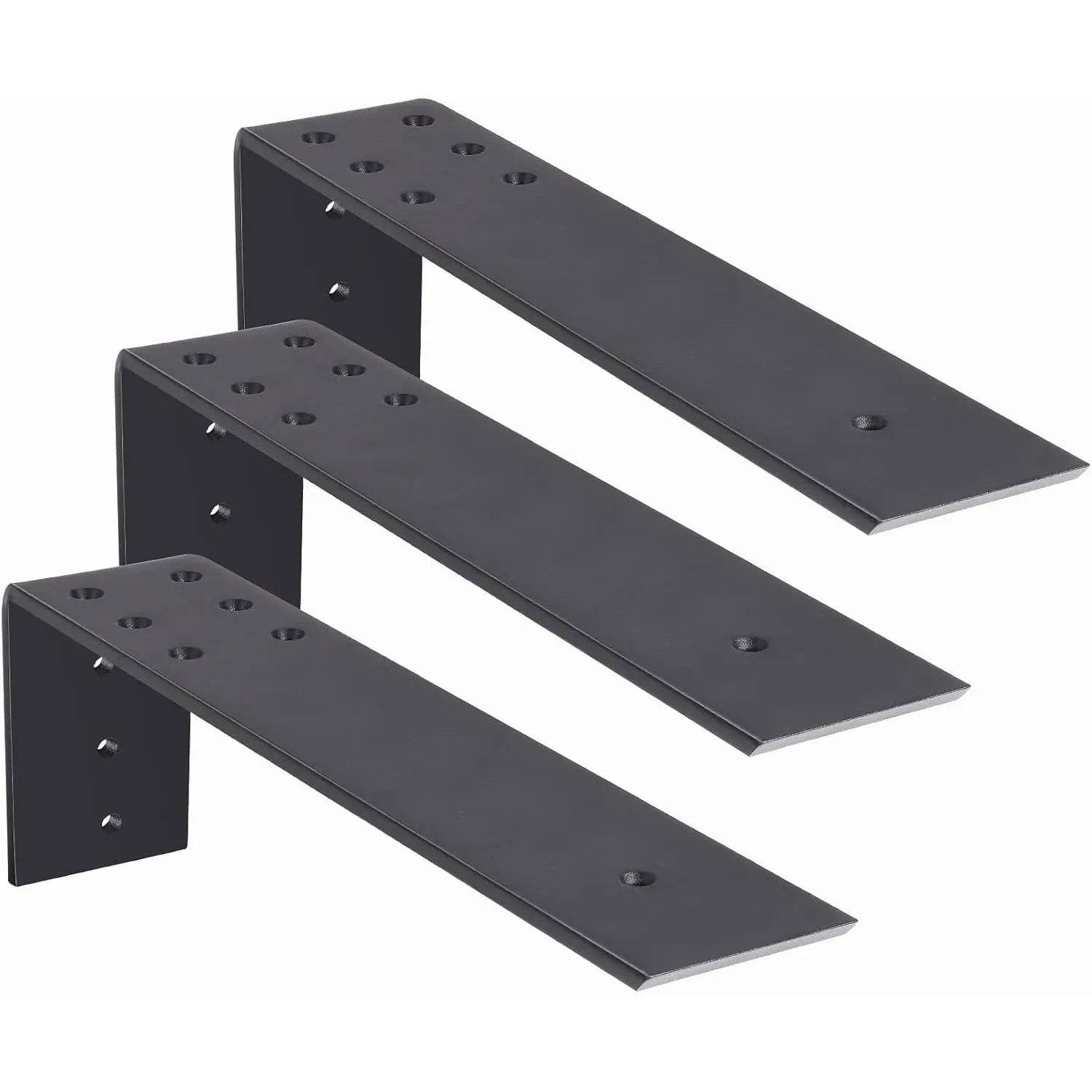 10 Inch Countertop Support Bracket, 3 Pack Solid Iron Steel Heavy Duty Hidden Floating L Shelf Brackets 1/4 Inch Thick, Shelving Support Metal Hardware for Mantel Granite Countertop