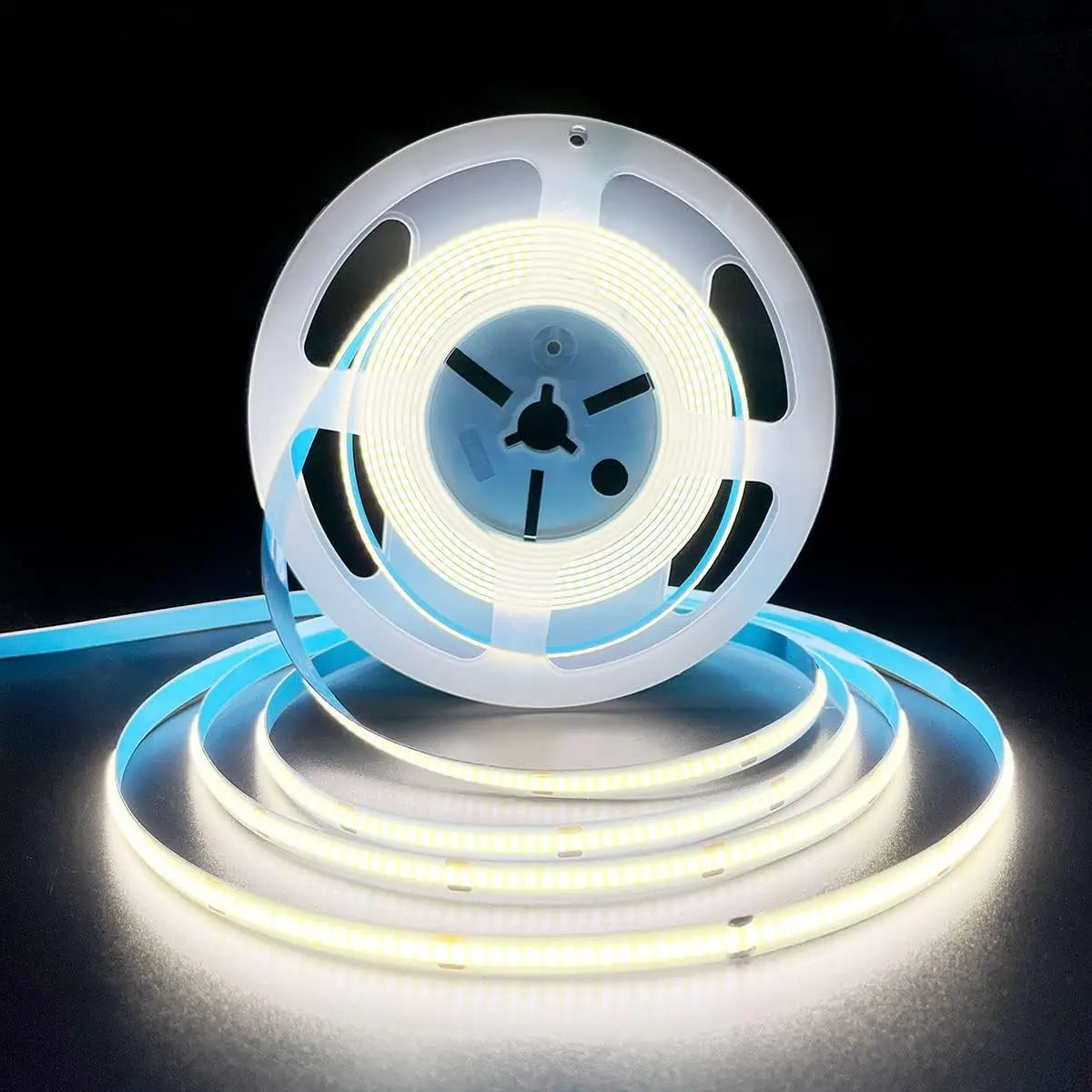 COB LED Strip Lights White 6000K,DC12V 16.4ft/5M 320leds/M CRI90 Flexible LED Tape Lights 8mm,for Indoor Home Cabinet,Bedroom, Kitchen, Stage, Backlight DIY Lighting(Without Power Supply)