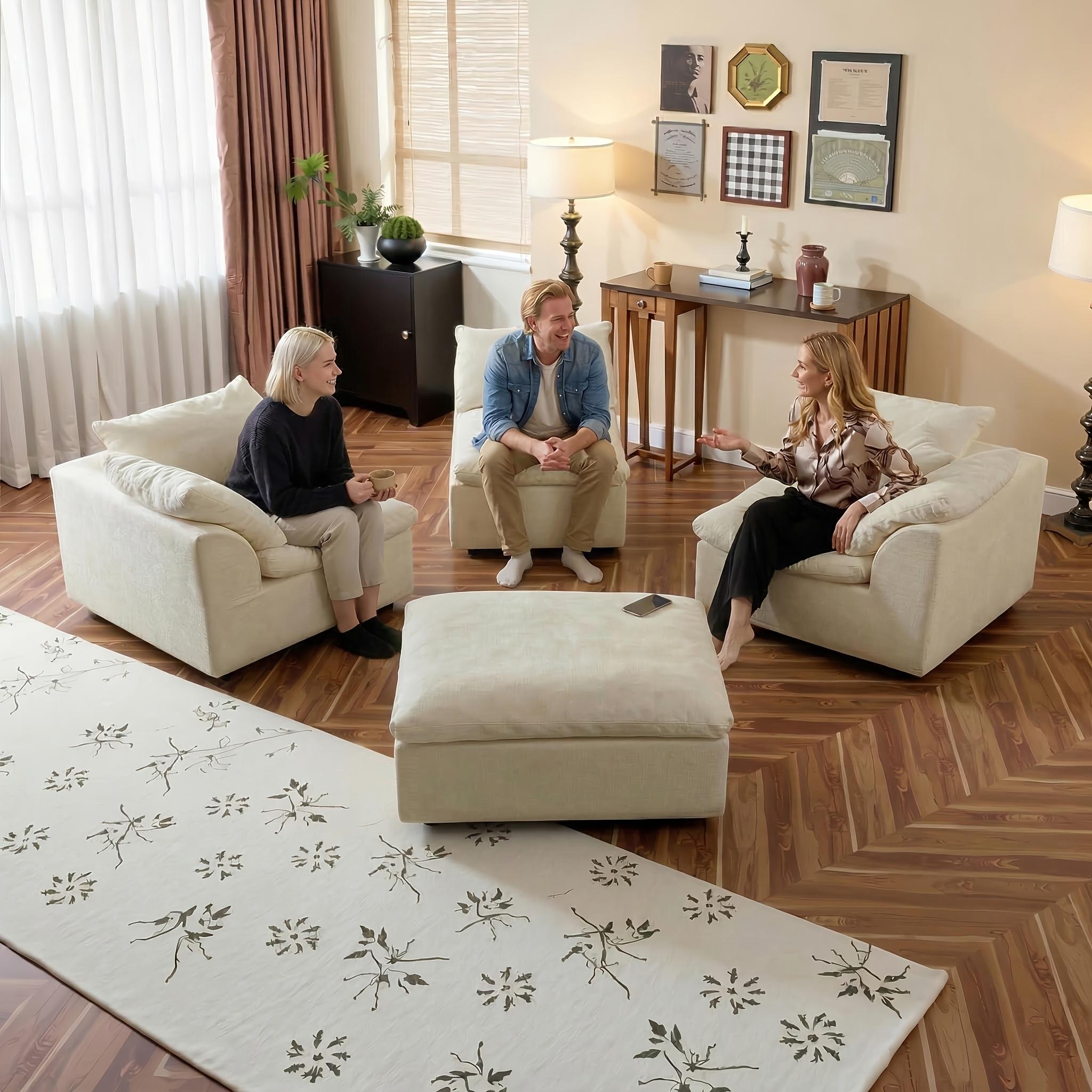 【1/2 Packages】108"Cloud Couches for Living Room, Boneless Couch L-Shape Comfy Sofa Modern Modular Sectional Sofa with Ottoman, Compressed Sofa, Cloud-Like Comfort, Flexible Modular, No Assembly Needed