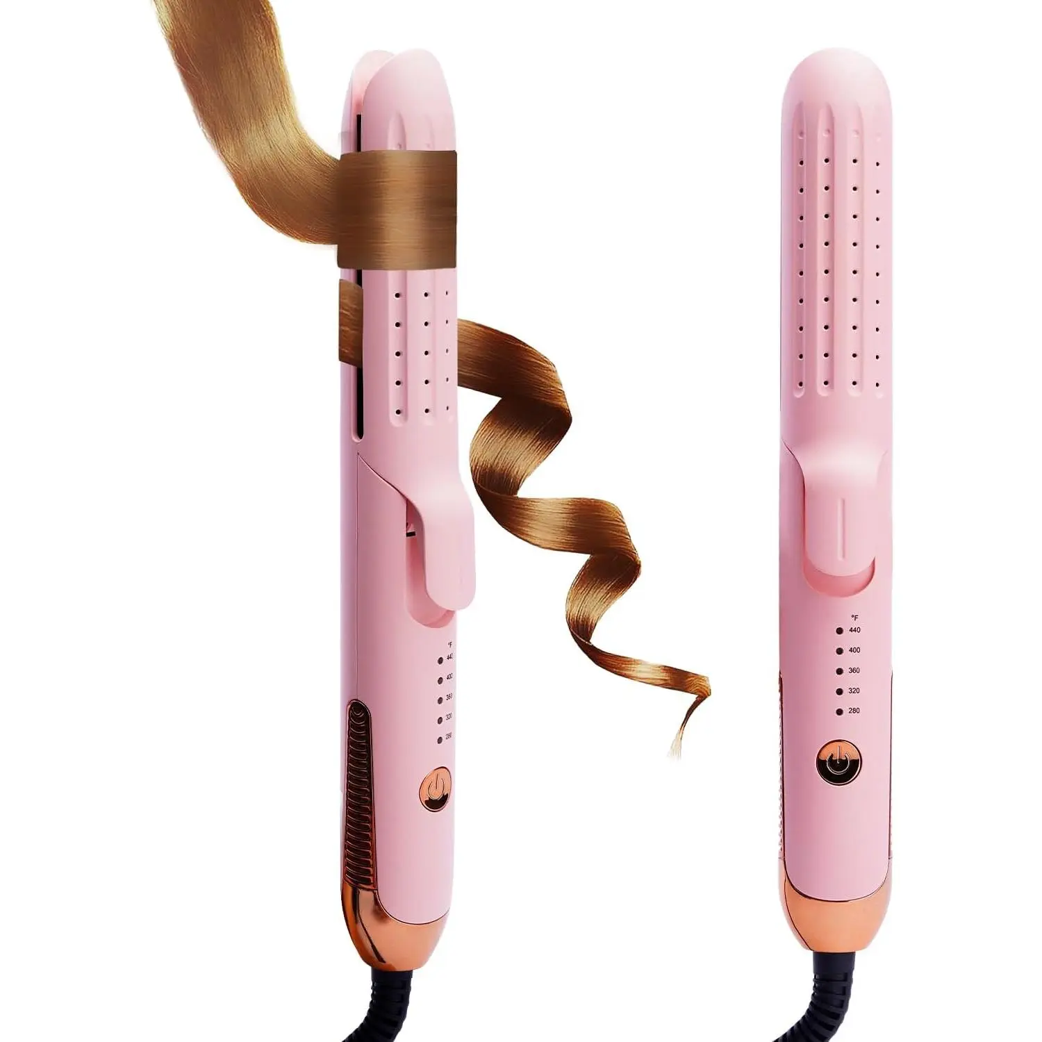 360° Airflow Styler, 2-in-1 Curling Wand & Hair Straightener, 1 1/4 Inch Curling Iron for Short Hair, 1.25'' Curling Wand with Air, Cool Curl for Shoulder Lenghth Hair