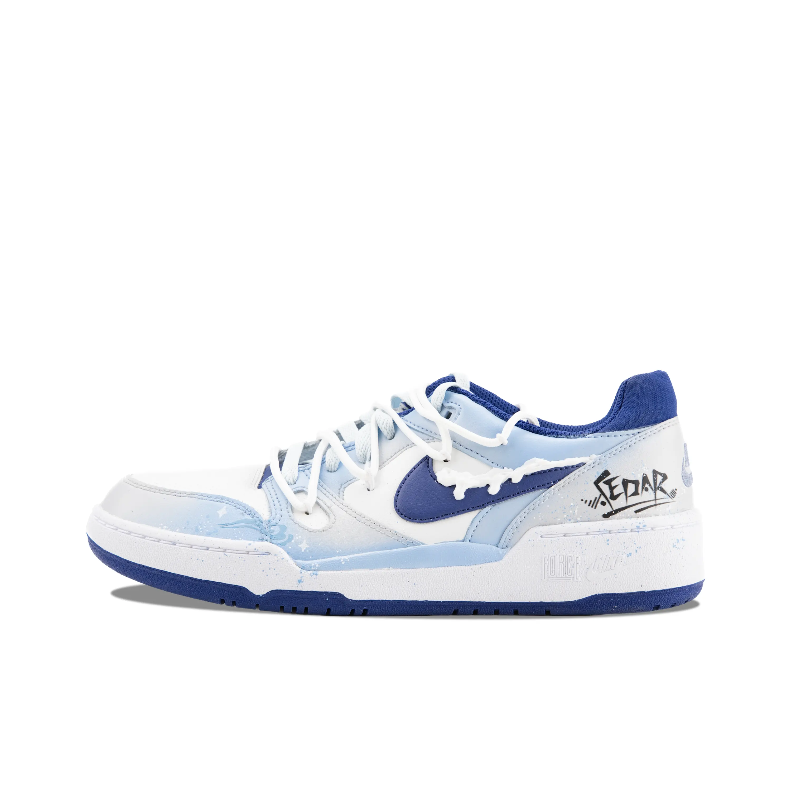 Nike Full Force Custom Sneakers for Men: Deconstructed Design, Dual Laces, Gradient Color, Comfortable, Versatile, Durable, Non-Slip, Low-Top Verifiable, with credentials and supporting global authentication