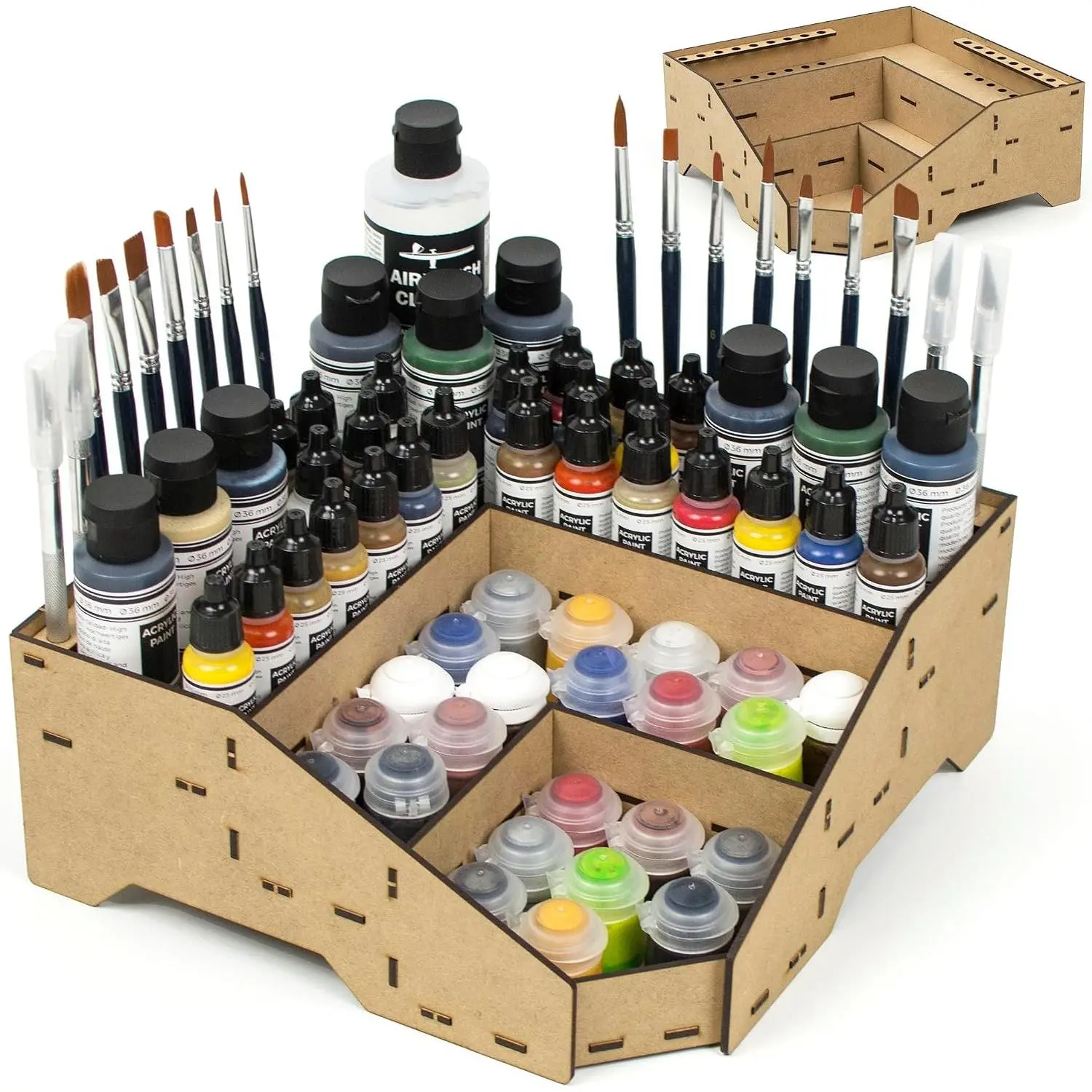 Universal Corner Paint Organizer for Miniatures Modeling Artists, Modular corner Paint Holder + Brush/Tool Compatible with Most Paint Brands (Module D)