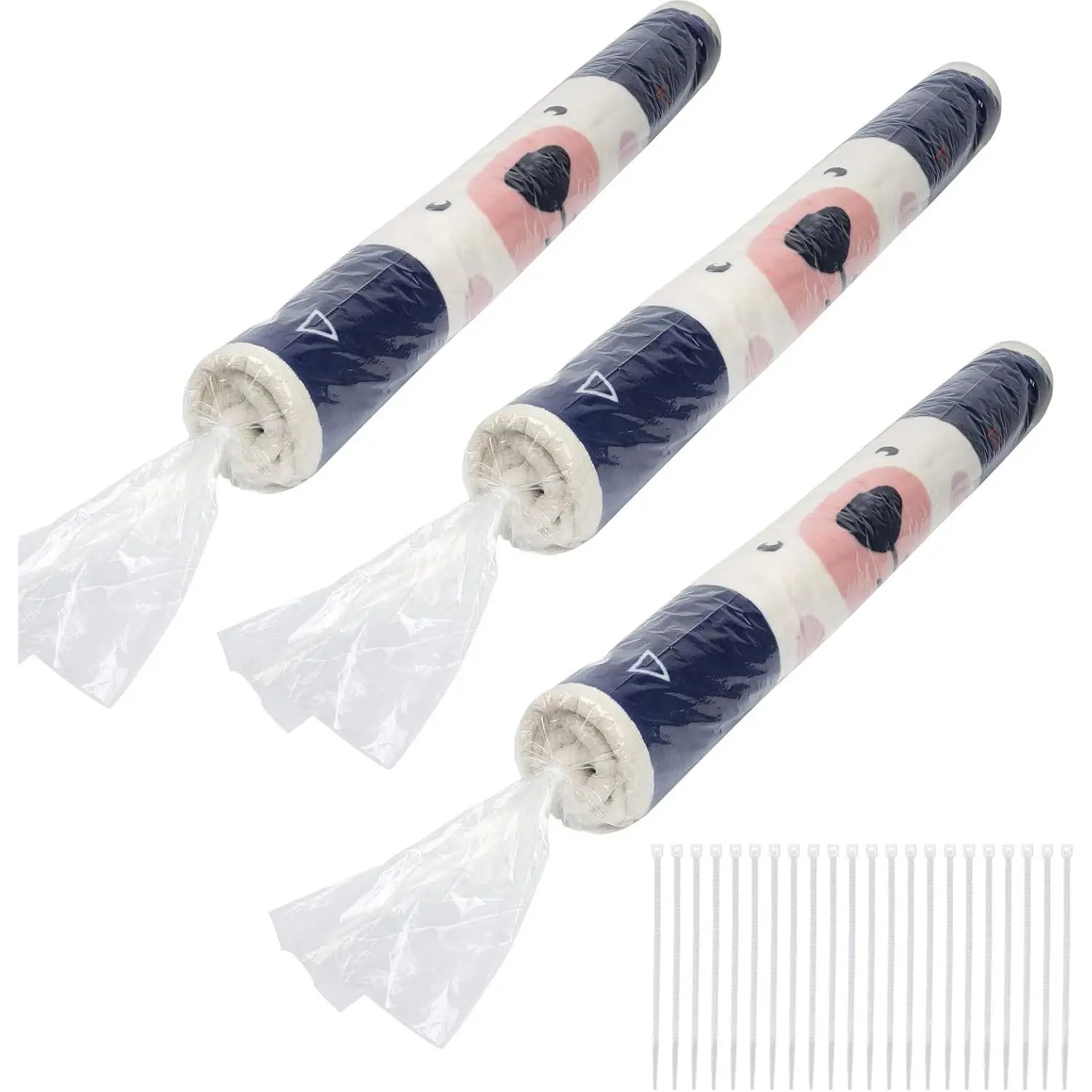 3 Pcs Extra Large Plastic Rug Storage Bag, Fits Rug up to 9'x 12' Large Clear Carpet Bag Moving Bag with 100 Pcs Zip Tie Perfect for Storage, Moving, Packing, Shipping