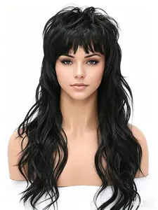 Women Mullet Wavy Wig with Bangs, Synthetic Versatile Hair Wigs, Hairstyle Wigs, Daily & Cosplay Party Stylish Hair Accessory, Perfect for Any Occasion