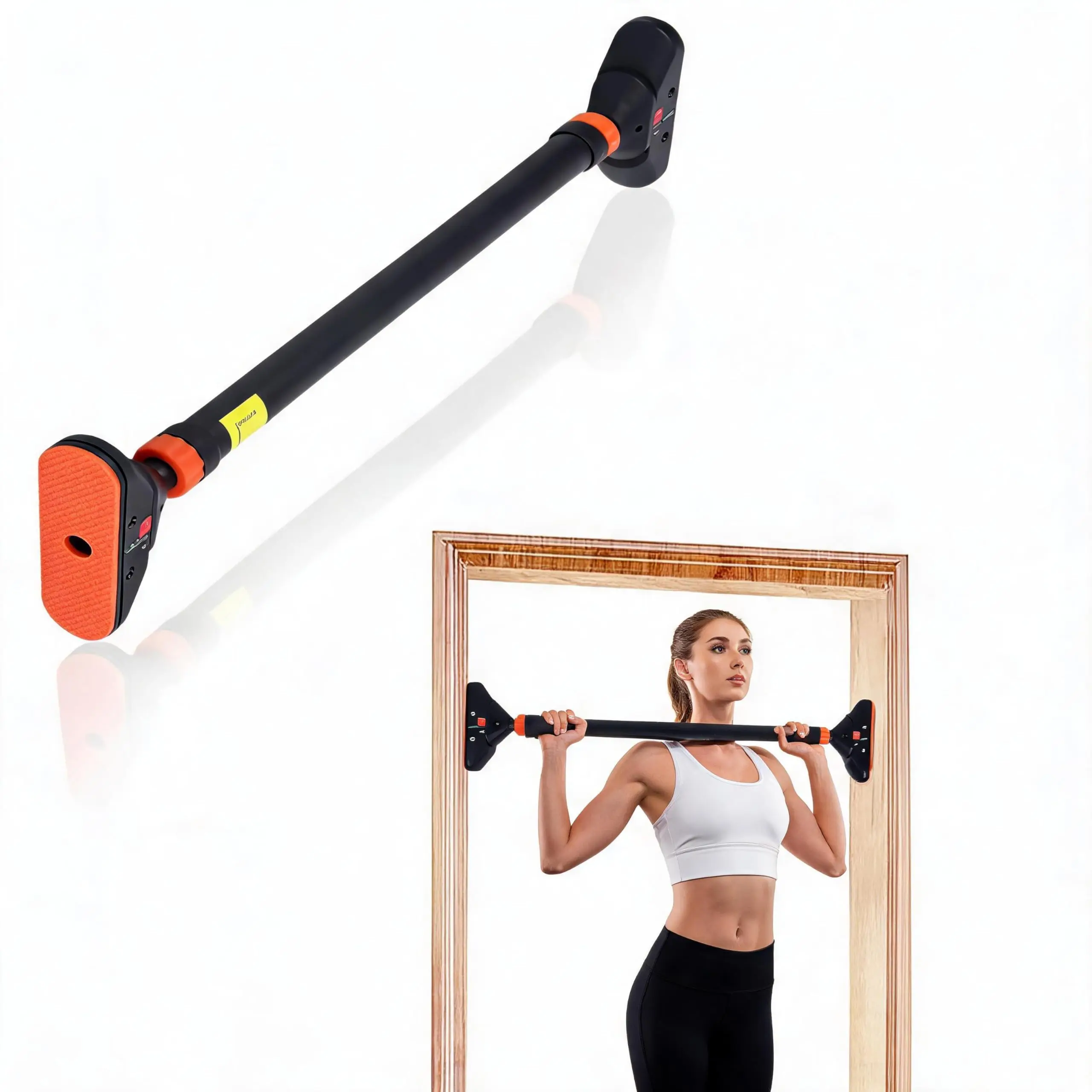 GAOMON Adjustable Pull Up Bar for Doorways - Portable Pull-Up Bars with Level Meter, No Screws/Tools Needed, Fits 29"-44" Width, 440 LBS Max Load, Non-Slip Design for Home Gym Workouts to Fit at Home