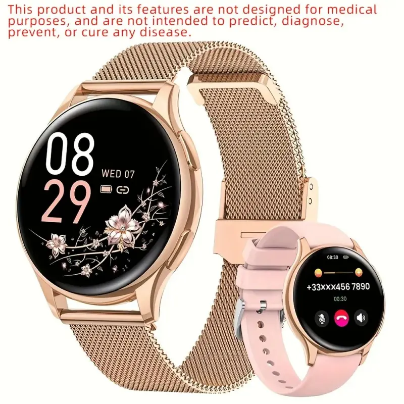Smartwatch with Wireless Calling, Women's Health Features, Sleep Monitor, 19 Sports Modes, Music Player, Pedometer, Android & iOS Compatible