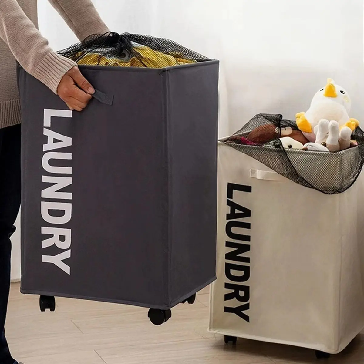 Ultra-Thin Narrow Laundry Basket with Wheels, Space-Saving Dirty Clothes Bin, Minimalist Storage Bucket for Mini Bathroom and Closet Gaps