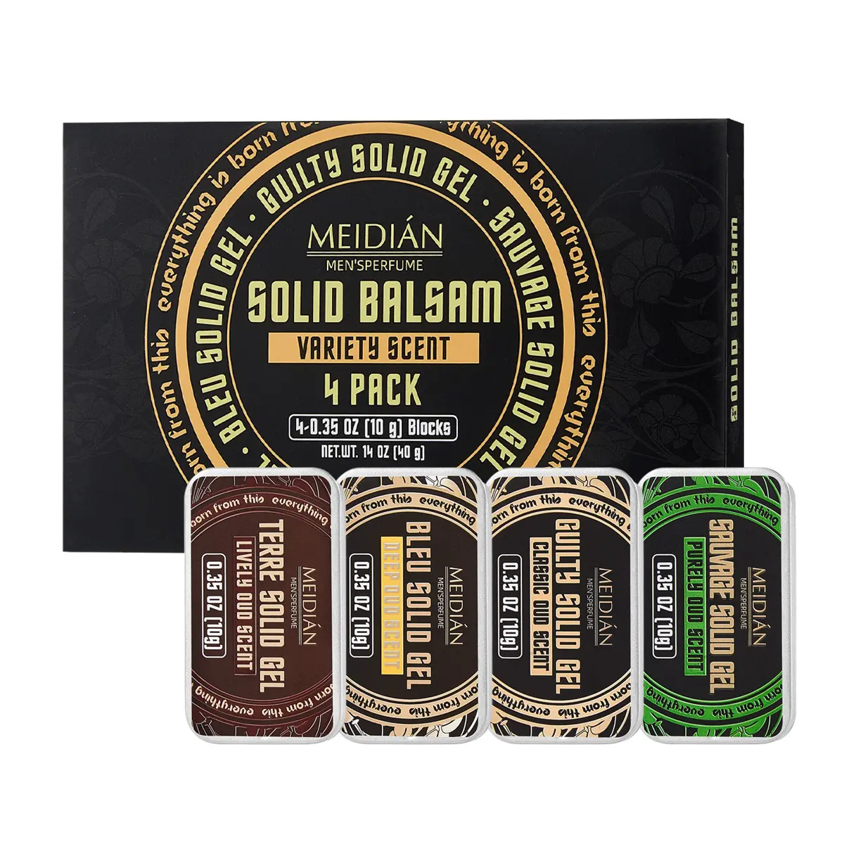 4 Pack Mens Colognes - 0.5 Oz Solid Perfume - Travel Wax Balm Cologne Long Lasting Scents